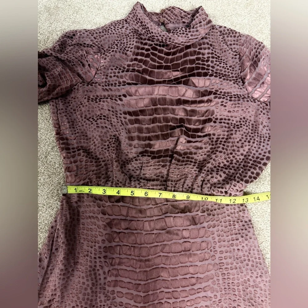 Reiss Emma Silk Velvet Burnout Snakeskin Mock Neck Long Sleeve‎ Dress Sz 4